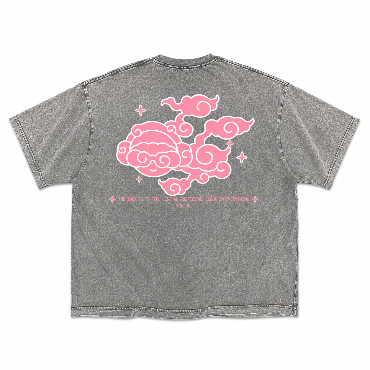Operation Chiin Chilla AUSPICIOUS CLOUD TEE STONE WASH Grey/Pink