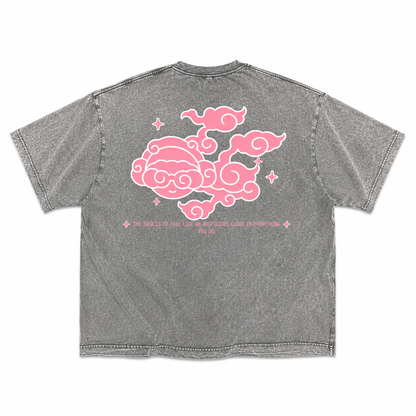 Operation Chiin Chilla AUSPICIOUS CLOUD TEE STONE WASH Grey/Pink