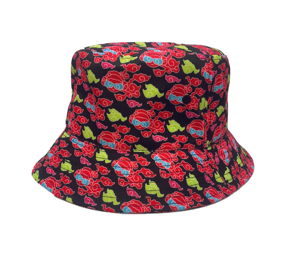 幸运-Auspicious Chiin Chilla Clouds Bucket Hats (Black Candy Clouds &amp; Yellow Pink Sunset)