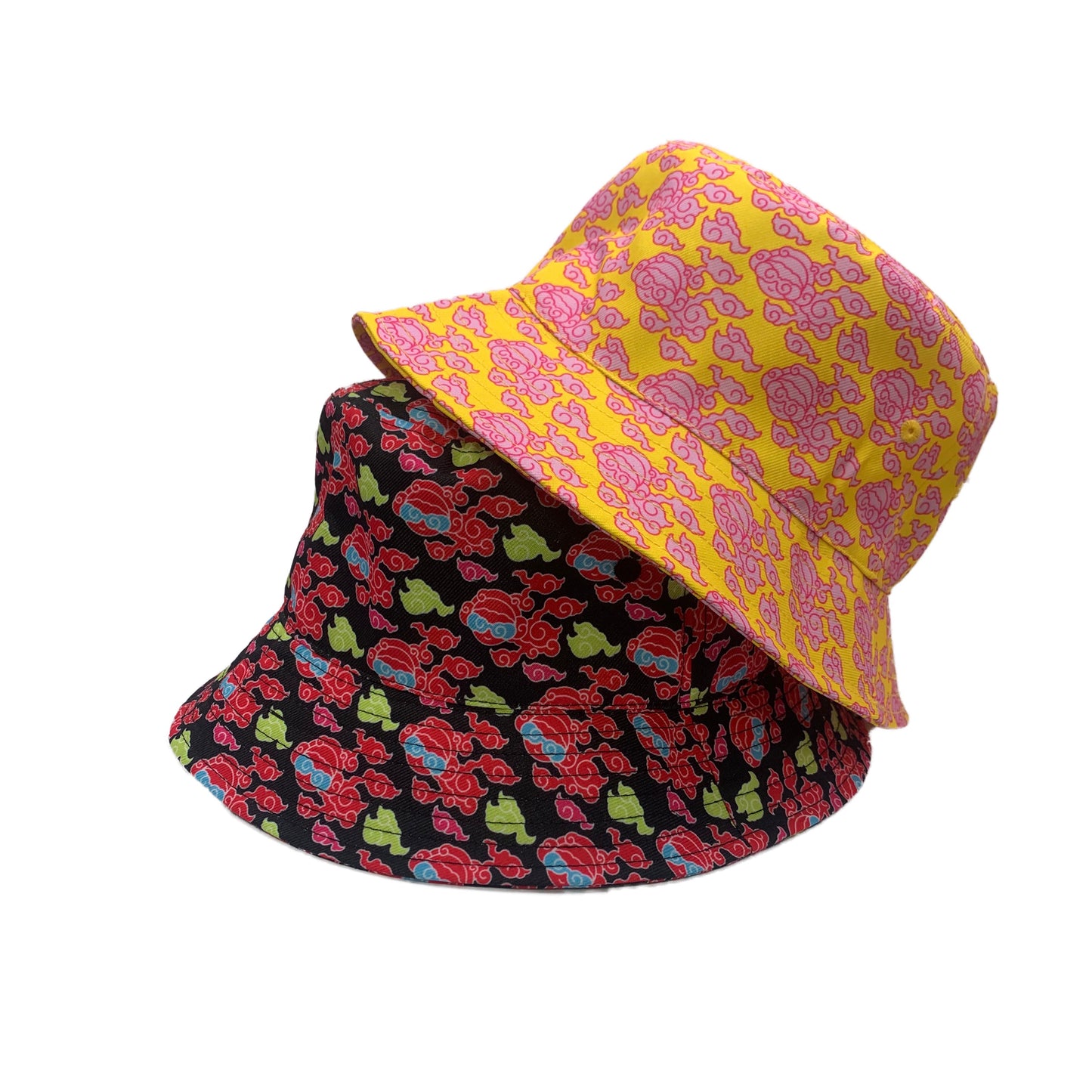 幸运-Auspicious Chiin Chilla Clouds Bucket Hats (Pink Lemonade & Black Candy Clouds)